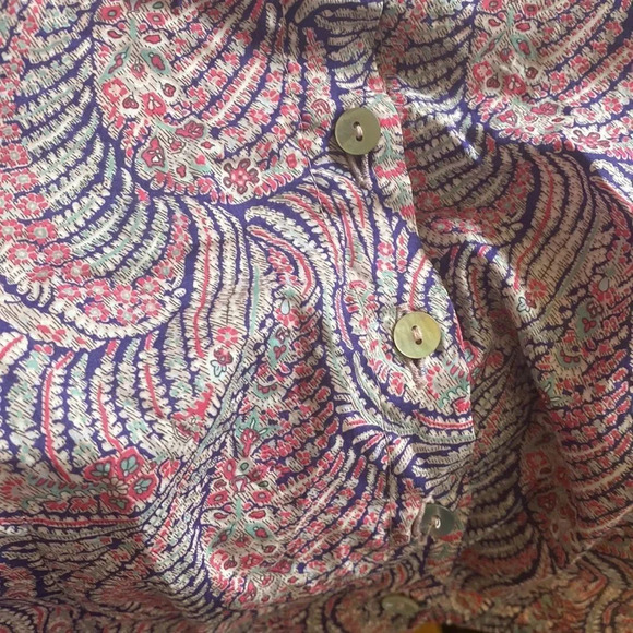 Maria de La Orden sz L crop puff sleeve button front blouse excellent pre owned - Picture 6 of 8